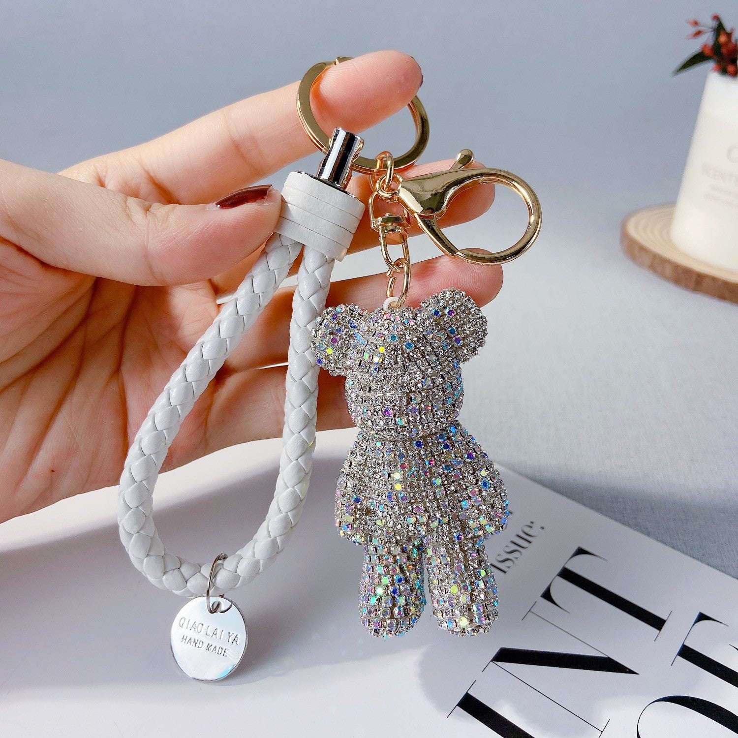 Diamond Cartoon Bear Keychain